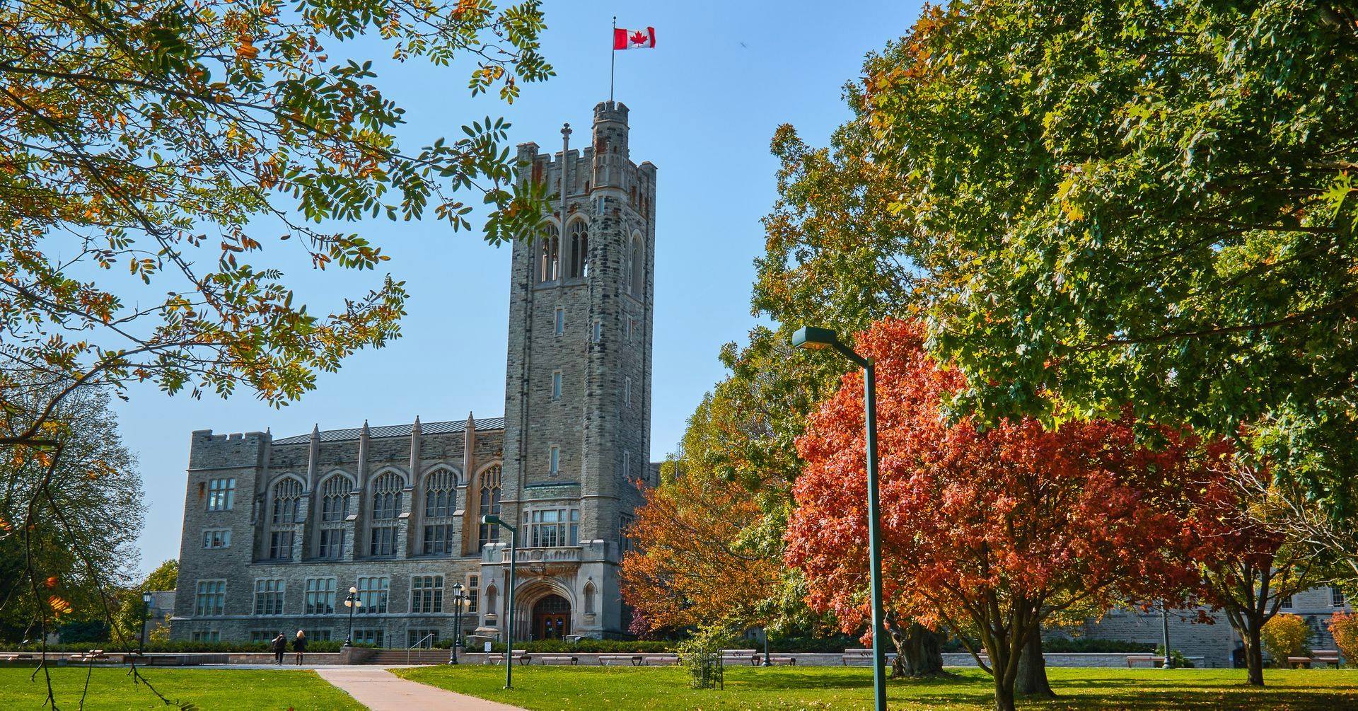 WU campus with flag