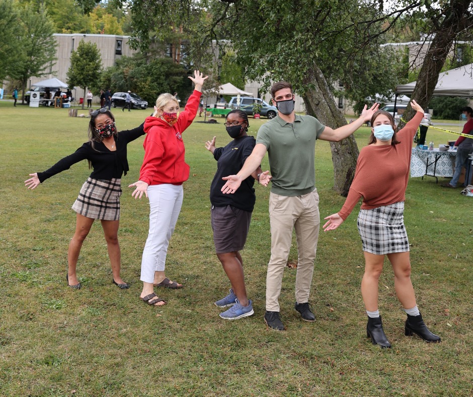 Trent University students with masks