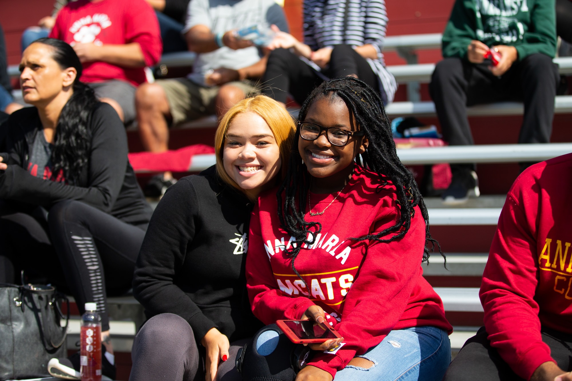 Anna Maria College students in the bleachers