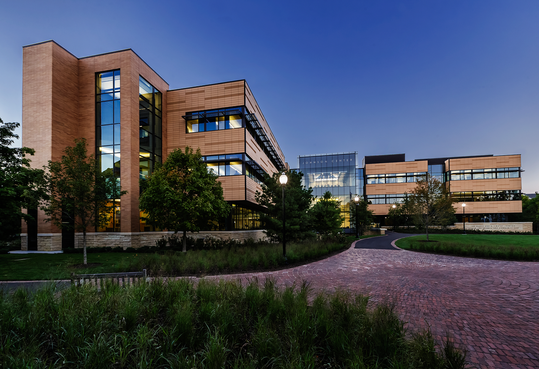 North Park University campus at dusk